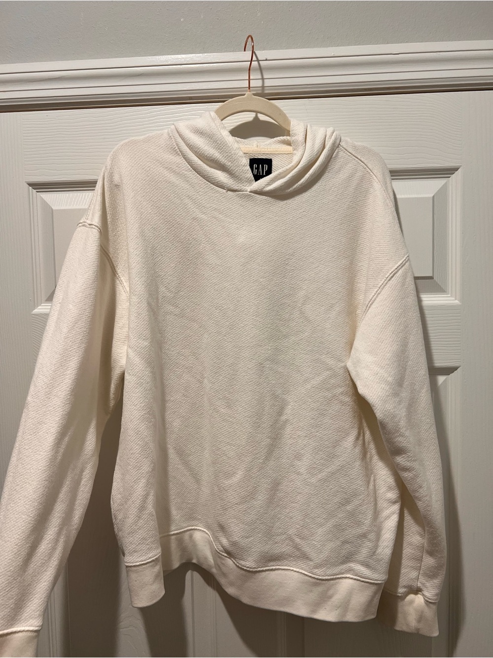 GAP Men's White Crewneck Hooded Sweater